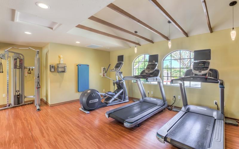 Gym with exercise equipment at Overlook at Bernado Heights apartments