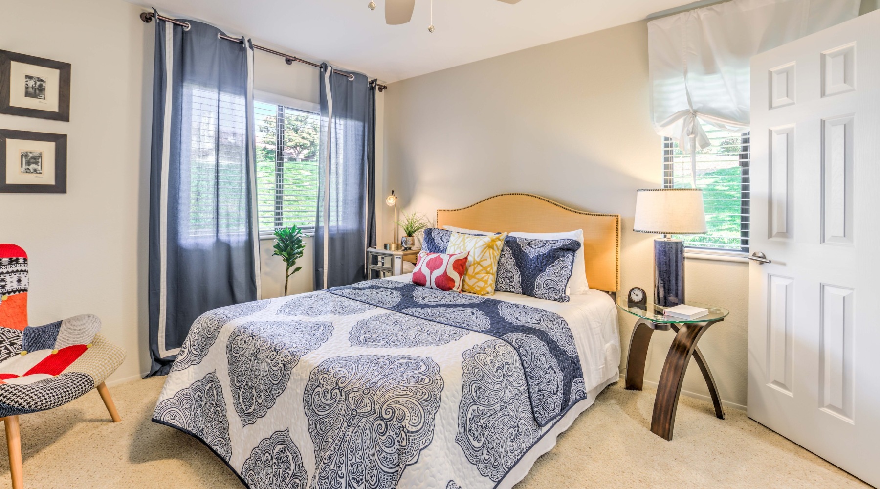 Bedroom windows and lamps